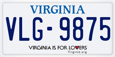 VA license plate VLG9875
