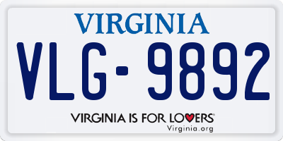 VA license plate VLG9892