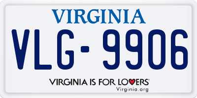 VA license plate VLG9906