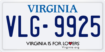 VA license plate VLG9925