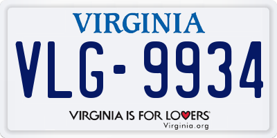 VA license plate VLG9934