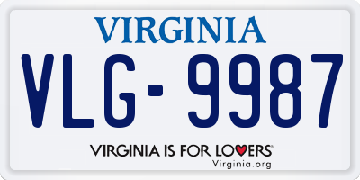VA license plate VLG9987