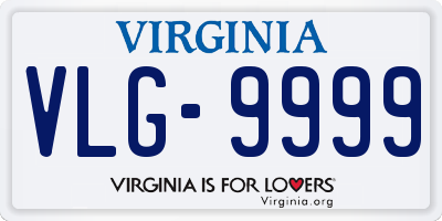 VA license plate VLG9999