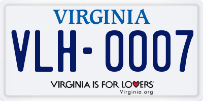 VA license plate VLH0007