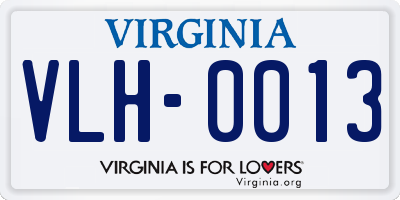 VA license plate VLH0013