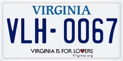 VA license plate VLH0067