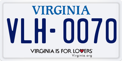 VA license plate VLH0070