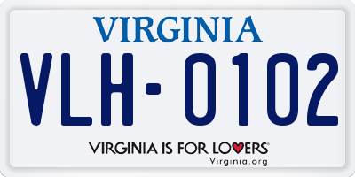VA license plate VLH0102