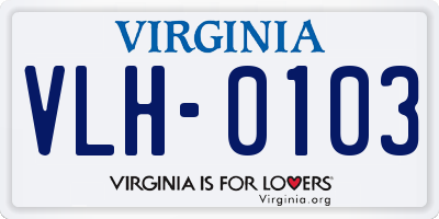 VA license plate VLH0103