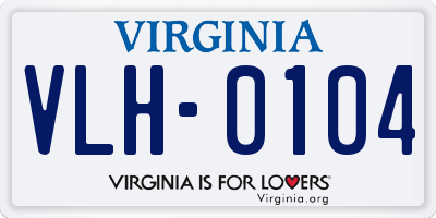 VA license plate VLH0104