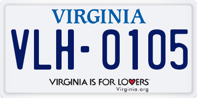 VA license plate VLH0105