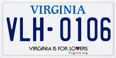 VA license plate VLH0106