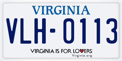 VA license plate VLH0113