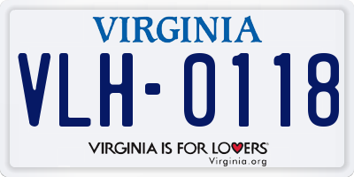 VA license plate VLH0118