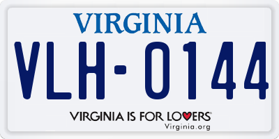 VA license plate VLH0144