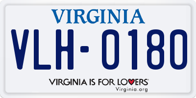 VA license plate VLH0180