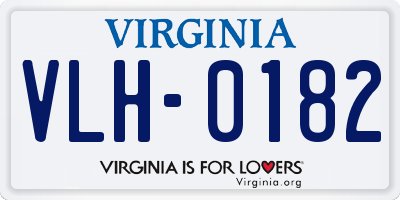 VA license plate VLH0182