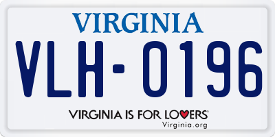 VA license plate VLH0196