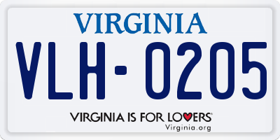 VA license plate VLH0205