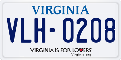 VA license plate VLH0208