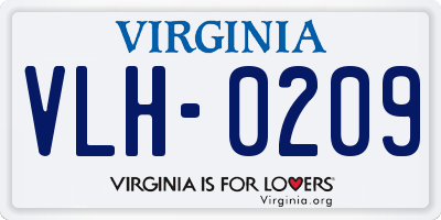 VA license plate VLH0209
