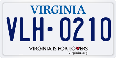 VA license plate VLH0210