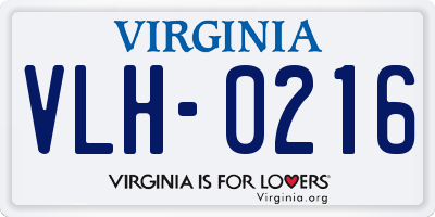 VA license plate VLH0216