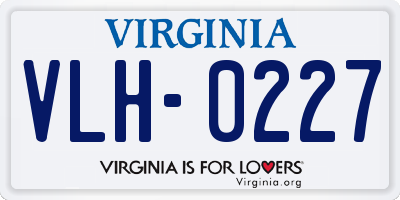 VA license plate VLH0227