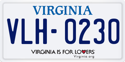 VA license plate VLH0230
