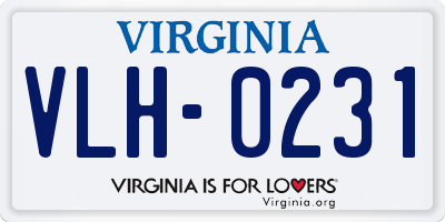 VA license plate VLH0231