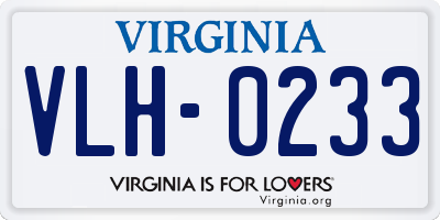 VA license plate VLH0233