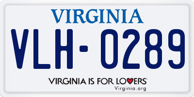 VA license plate VLH0289