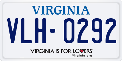 VA license plate VLH0292