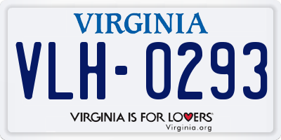 VA license plate VLH0293