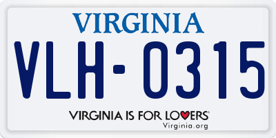 VA license plate VLH0315