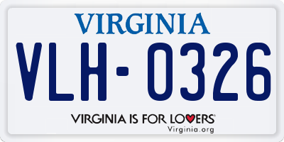 VA license plate VLH0326