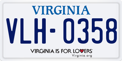 VA license plate VLH0358