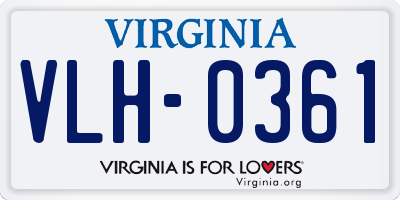 VA license plate VLH0361