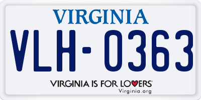 VA license plate VLH0363