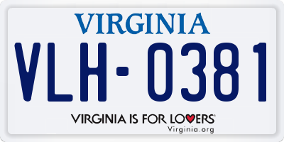 VA license plate VLH0381