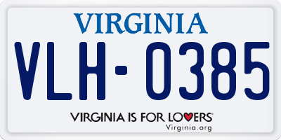 VA license plate VLH0385