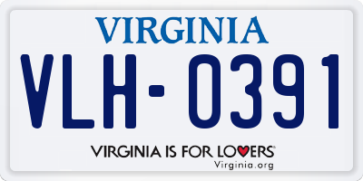 VA license plate VLH0391