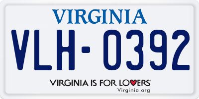 VA license plate VLH0392