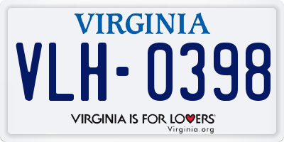 VA license plate VLH0398
