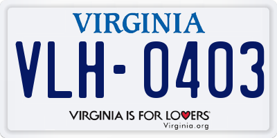 VA license plate VLH0403