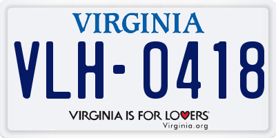 VA license plate VLH0418