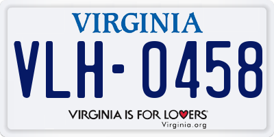 VA license plate VLH0458