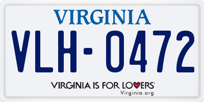 VA license plate VLH0472