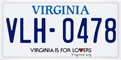 VA license plate VLH0478