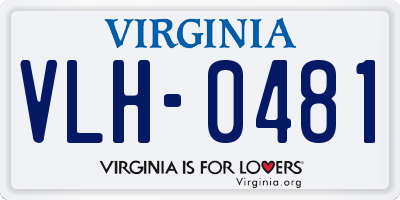 VA license plate VLH0481